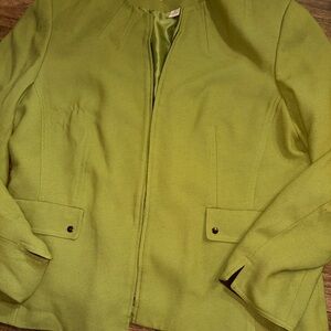 dressbarn Bright Lime Collarless Blazer